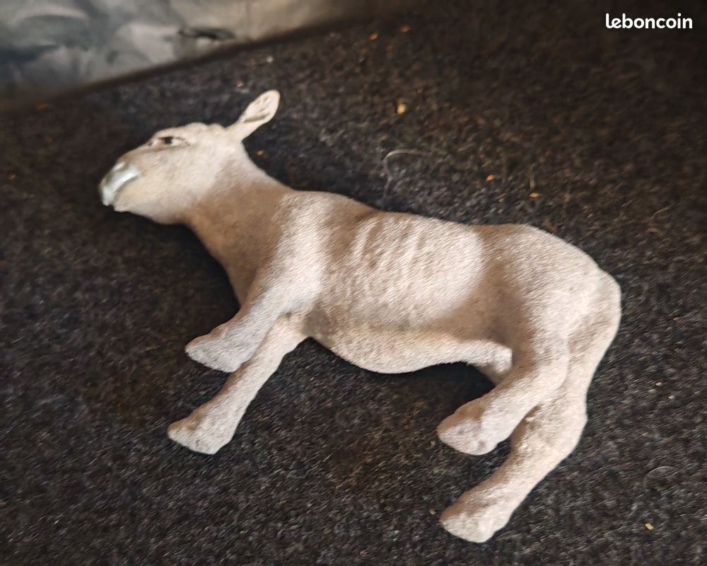 SANTON CRECHE DEVINEAU Ane et vache tachetée taille 6 Yeux en verre EUR 95,00 - FR