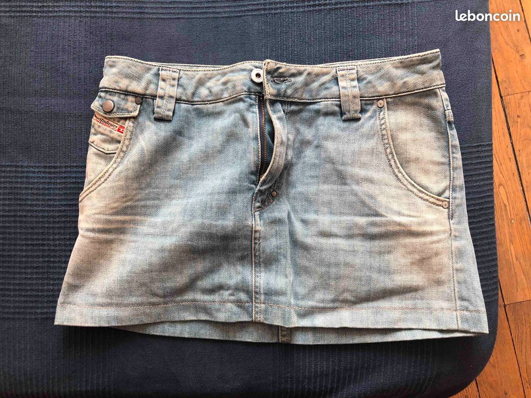 Mini jupe Diesel jeans clair (image 1)