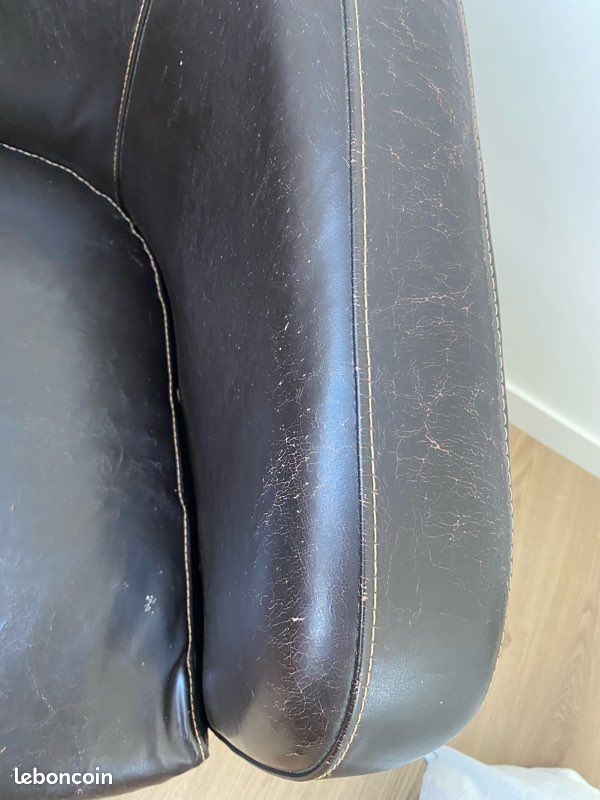 Fauteuil club cuir marron - aspect vieilli (image 7)