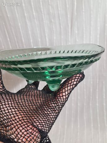 Vide-poche Ancien En Verre Vert – Coupelle Décorative Vintage
