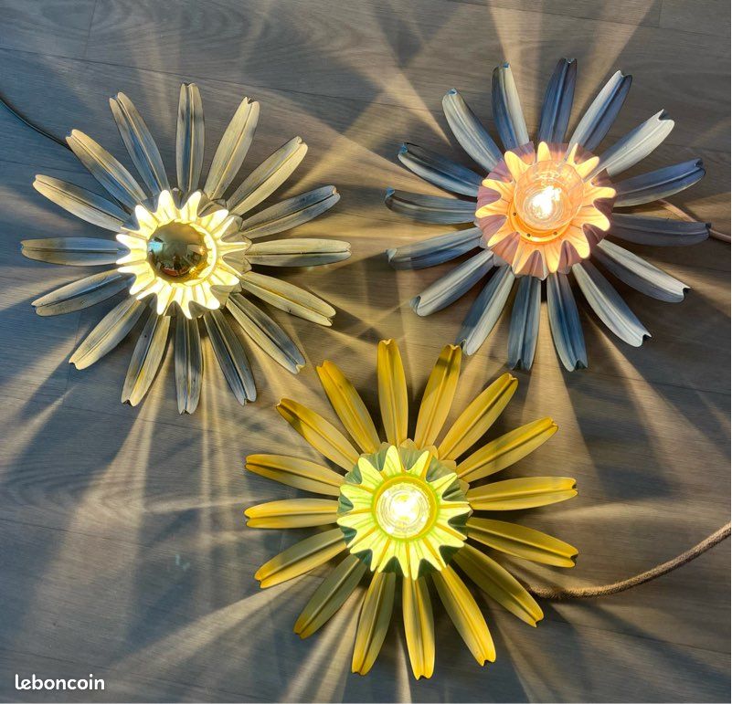 Applique murale en forme de fleur/suspension Art déco/luminaire original en métal, vintage et tendance (image 10)