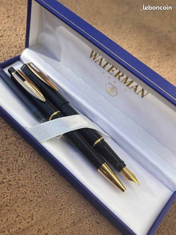 Lot Collection : 5 Stylos Plume Waterman + Coffret JIF ? + Bouteille Pantabille - Occasion