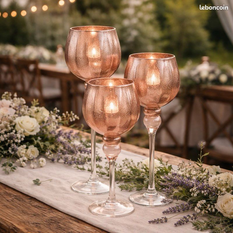 Bougeoir en verre, lot de 3 calices (image 4)