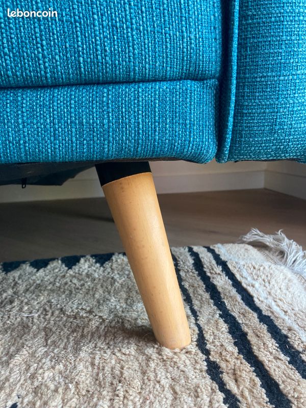 Canapé convertible scandinave - bleu canard (image 3)