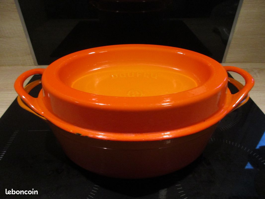 Cocotte Ronde Fonte Orange DOUFEU 56 Cm - Simili Le Creuset - Occasion