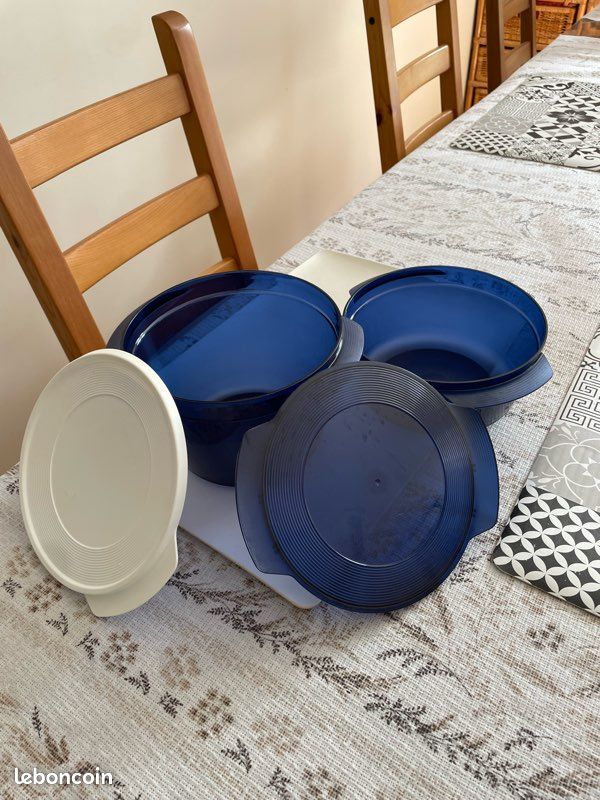 Tupperware Micro Cook 2.25L Bleu Foncé + Couvercle - Lot Cocotte Micro-ondes