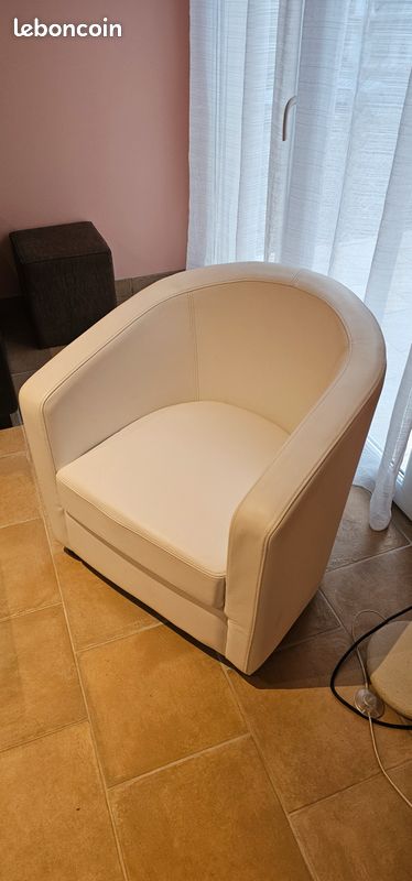 Fauteuil cabriolet cuir blanc Home Spirit (image 2)