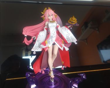 Jiumaocleu Figurine Yae Miko de 24 cm - Figurine d'anime de filles - Pose debout - En PVC - Fait à la main - Jouet de collection - Cadeau pour les fans