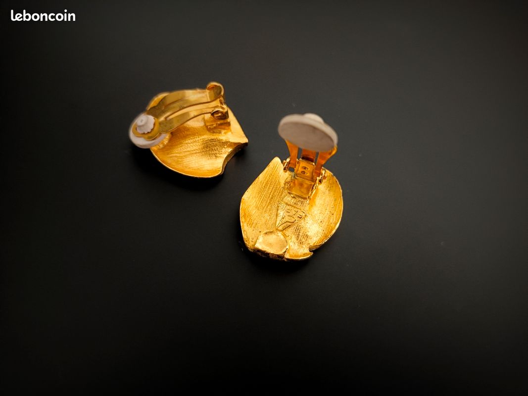 Boucles D'oreilles Vintage Antigona Paris - En Verre, Occasion, Style Rétro