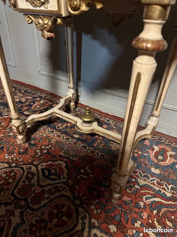 Table De Milieu / Console De Style Louis XVI En Bois Peint Et Doré (image 6)