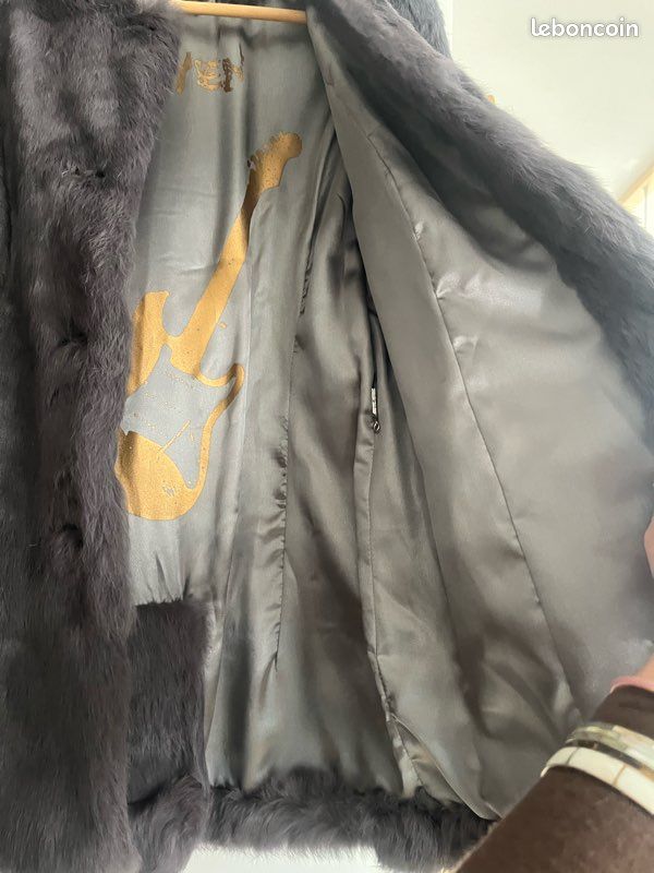 Manteau en fourrure de lapin grise (image 12)