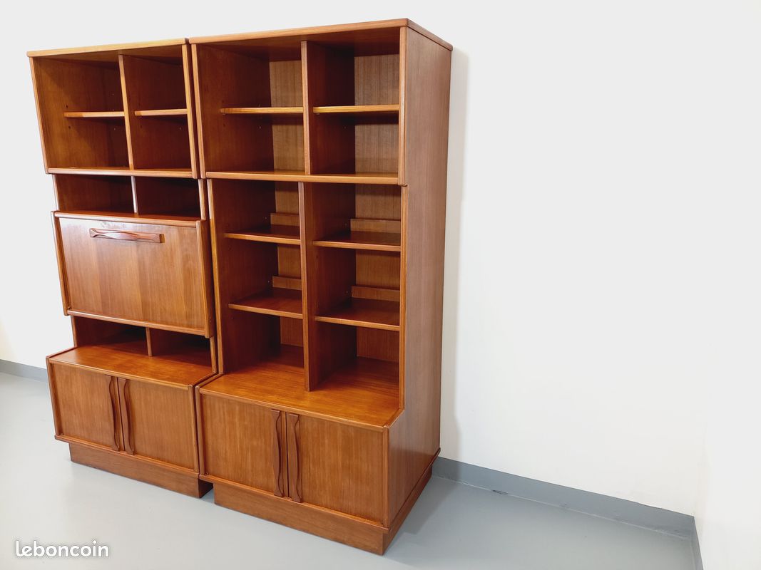 Bibliothèque double scandinave vintage en teck des années 60 (image 3)