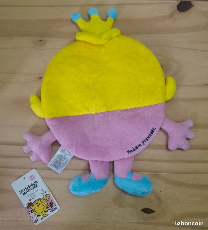 Doudou plat rose jaune bleu Monsieur Madame Madame Princesse BabyToLove (image 6)