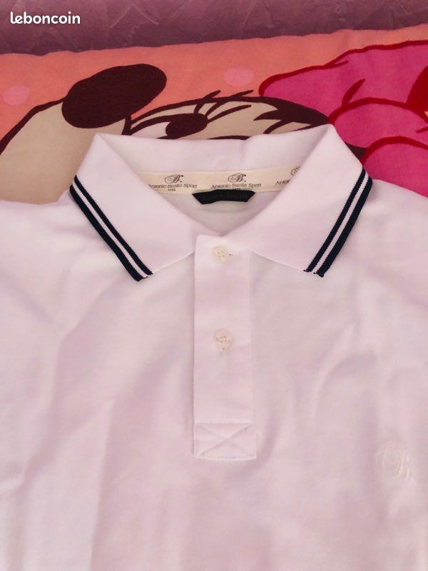 Polo slim blanc manches longues Antonio Basile Sport taille M (image 1)