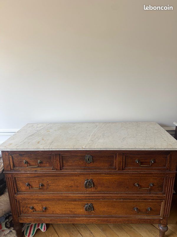 Commode — époque Restauration, marbre blanc (image 1)