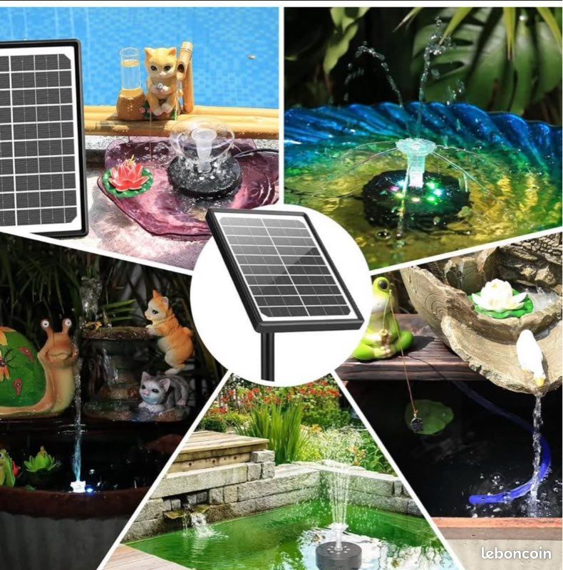 Fontaine Solaire LED 10W AISITIN - 21 Effets Multicolores, Pompe Étang Jardin Avec Batterie