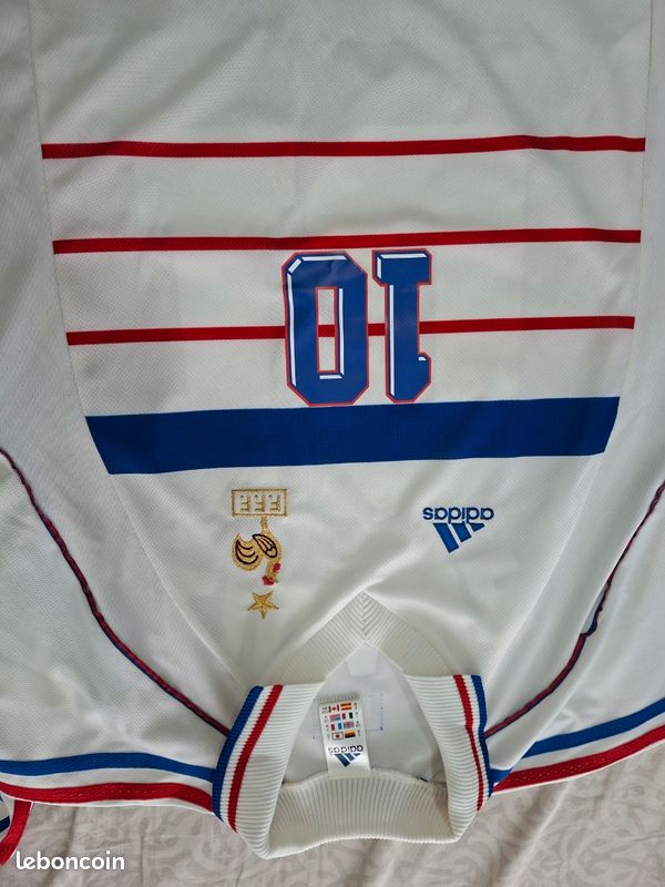 Maillot foot vintage Adidas équipe de France extérieur coupe du monde 98 floqué Zidane taille M (image 7)