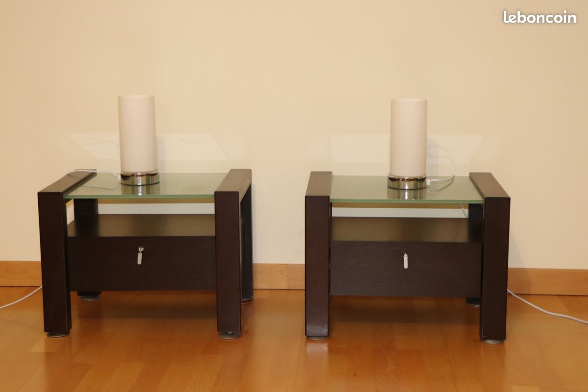 2 tables de chevet Roche & Bobois et leurs lampes de chevet tactiles (image 1)