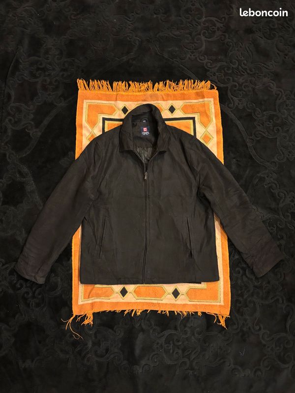 Veste à zip en laine Chaps noire vintage (image 1)