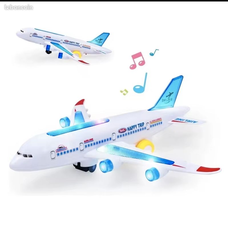 Jouet Avion Électrique Avec Lumières – Pivot 360°, Sons Réalistes – Cadeau Fille Garçon 3 Ans +