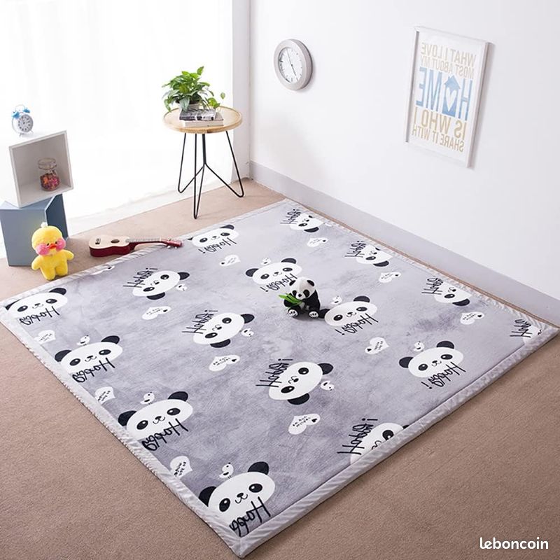 Loartee Tapis de Jeu en Velours Corail Chambre Enfant 3cm d'épaisseur 140X140 (image 1)