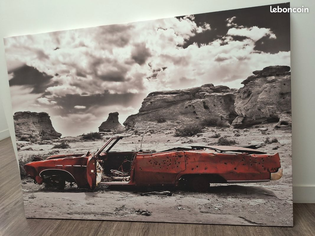 Forwall Images sur toile Voiture Rétro Atelier Vintage Route 66 XXL Chambre Salon Impression sur toile Tableau mural sur toile prêt à accrocher (10518, O4 (60 x 40 cm