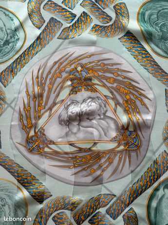 Foulard Carré En Mousseline De Soie Lalique Vintage - Motif Floral Vert Années 80 - Pièce Unique !