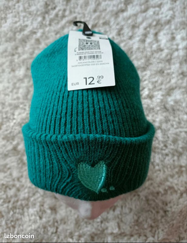Bonnet Mendia Bicolore Laine Vert & Bleu - Laulhère Boutique Traclet