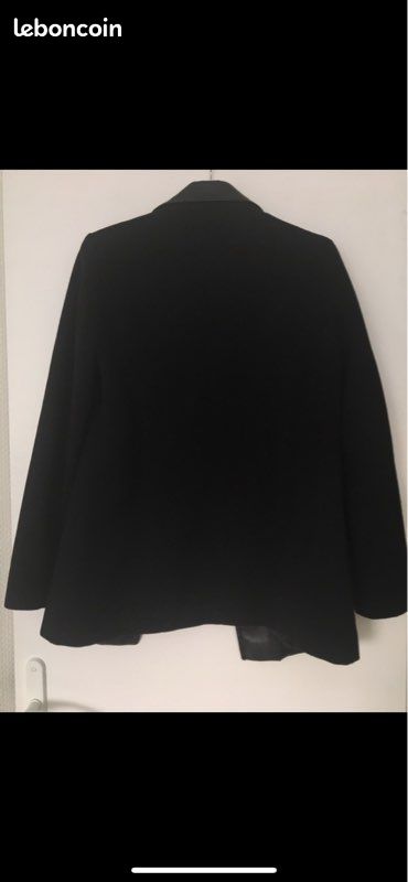 Manteau noir bi matiere (image 3)