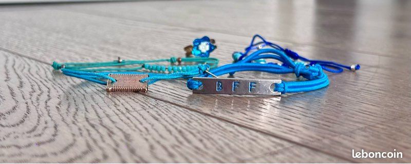 Lot 4 bracelets tissu et bague bleu (image 3)