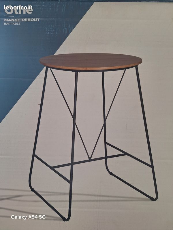 Table mange-debout Othé Ø70 cm bois et métal noir – Neuve jamais montée (image 1)