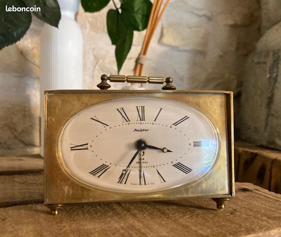 Réveil Ancien Français JAZ Jazistor - Horloge De Bureau Rectangulaire Noire, Vintage