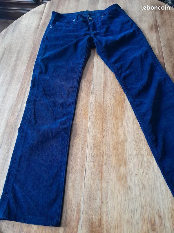 Pantalon velours Bérénice T S Bleu marine (image 3)