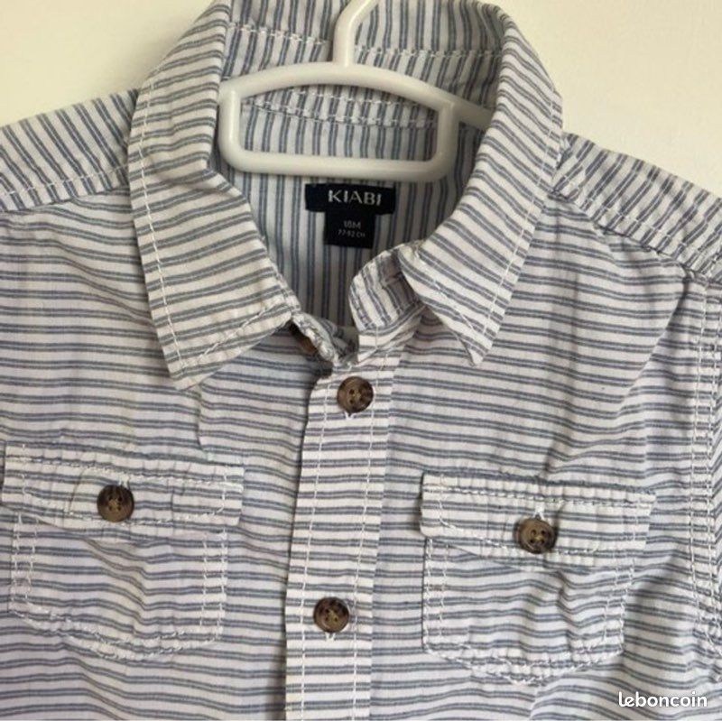 Chemise manche courte à rayures (image 2)