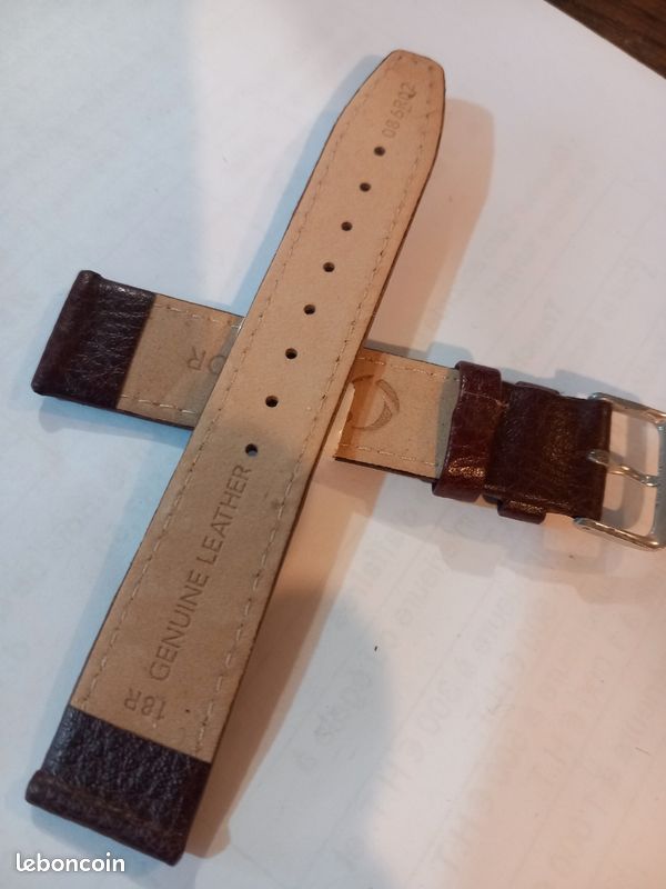 Bracelet De Montre En Cuir Véritable Marron 18 Mm - Boucle Chromée, Générique, Neuf Sans étiquette