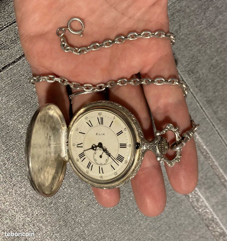 Chaîne de montre argent maillon épis. - Bijoux Anciens Schaffner