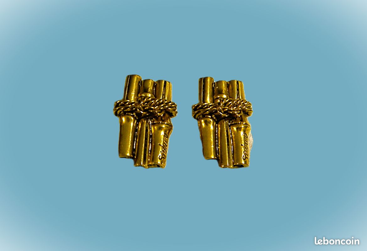 Boucles D'oreilles Vintage Clips Sidney Carron - Laiton Doré, Style Rétro Signé