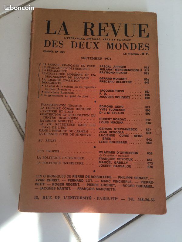 La Revue des deux Mondes Septembre 1971 (image 1)