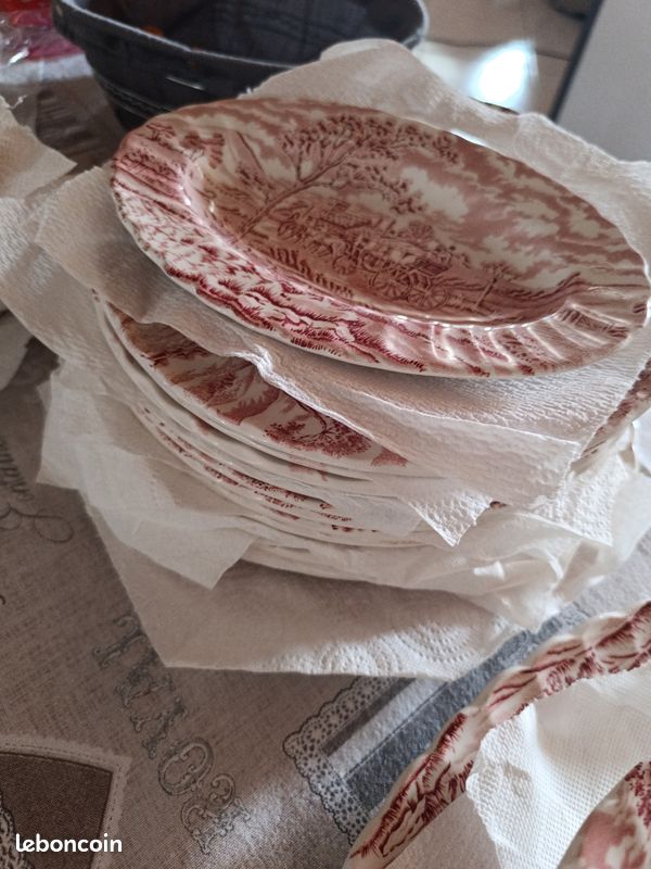 Service de table complet anglais Myott Meakin neuf rose et blanc (image 10)