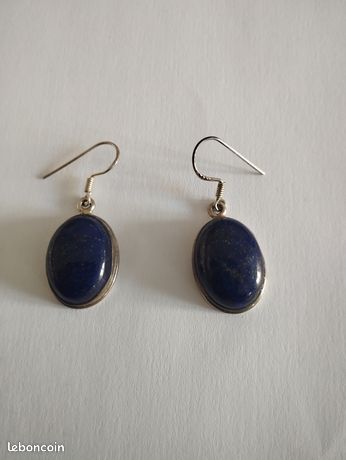Boucles D'oreilles Pendantes En Lapis Lazuli Et Argent - Bijoux Tendance élégants, Neufs Avec étiquettes