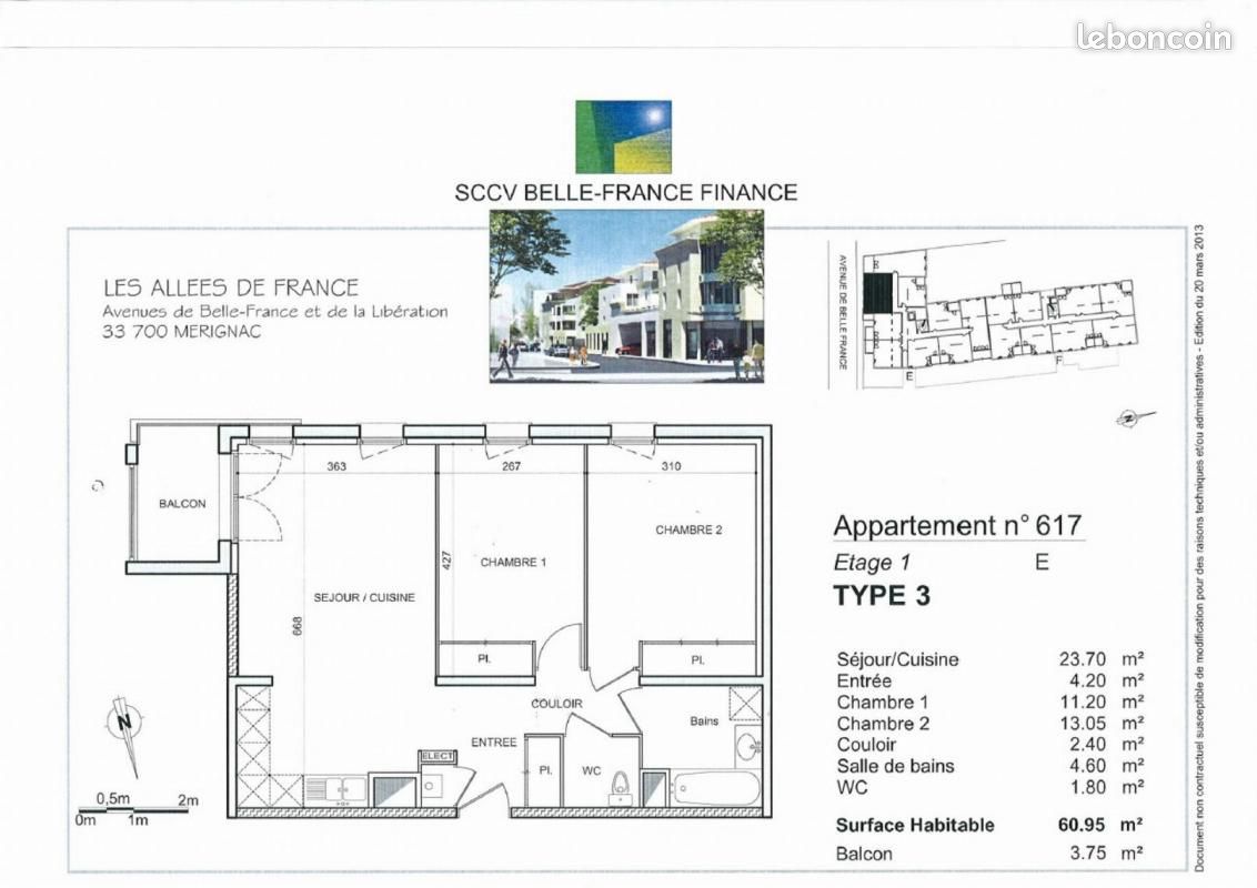 Appartement a louer merignac - 3 pièce(s) - 60 m2 - Surfyn