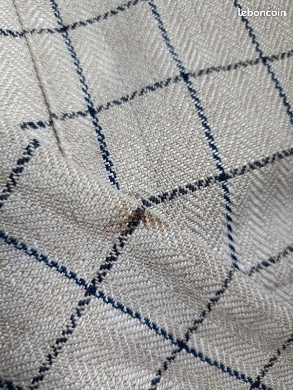 Veste chemise mi-longue motifs carreaux lin Cyrillus vintage