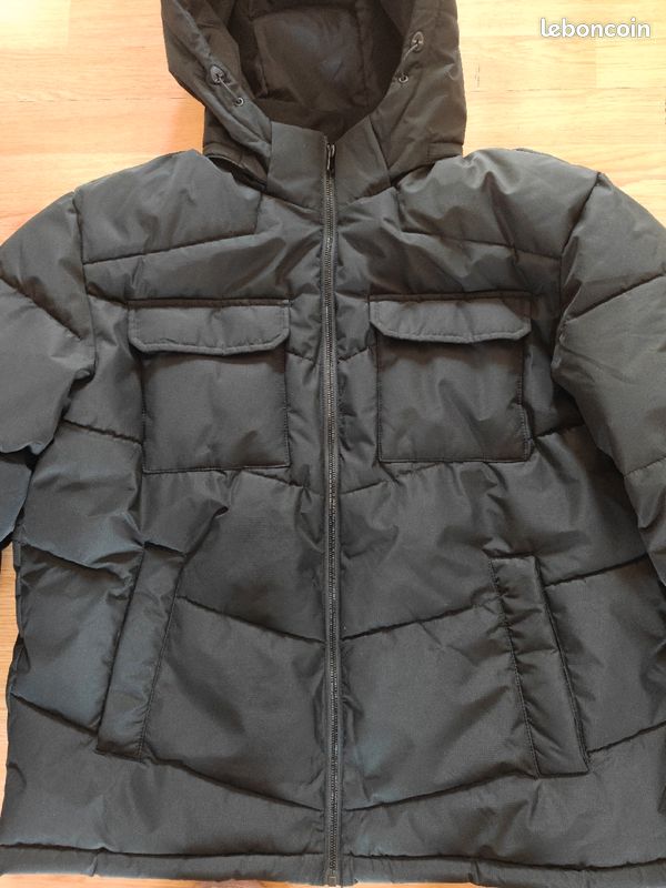 Doudoune homme, noir à capuche, XXL Vêtements