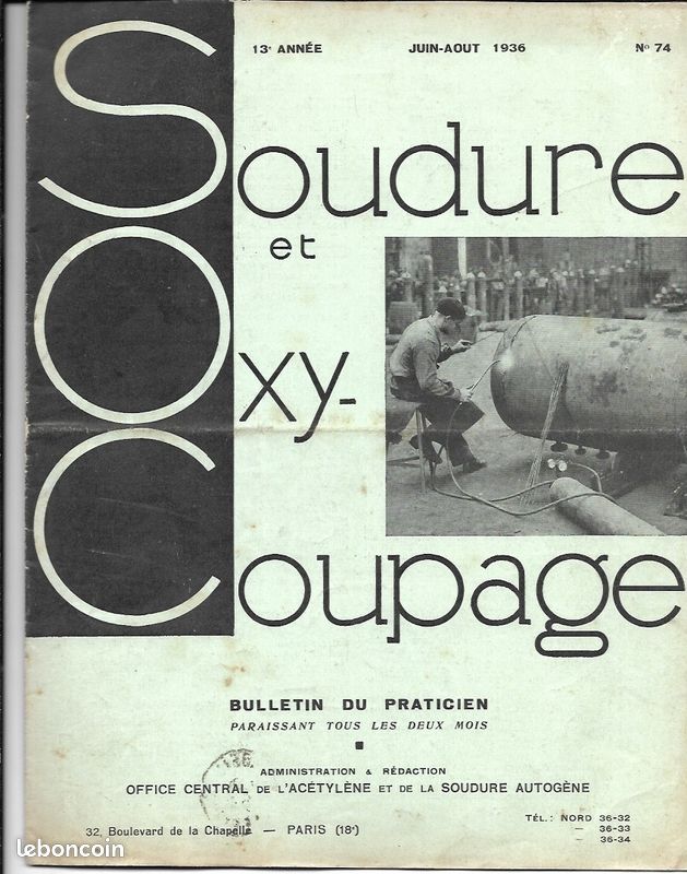 Soudure et oxycoupage Office Central Soudure Autogène - livre revue 1935-36 technique fabrication collection livre productique (image 10)