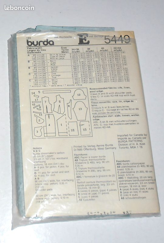 Patron de Couture Vintage Burda 5449 (image 2)