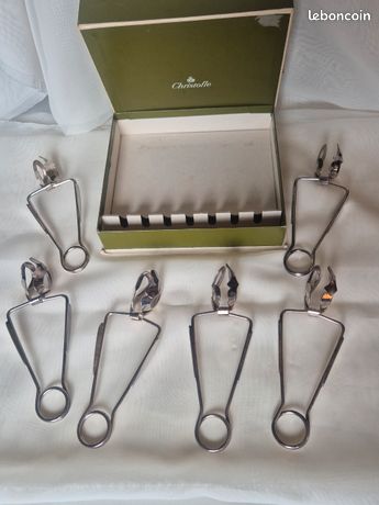 Lot de 6 Pinces à Escargots Metal Argenté SGDG France metal