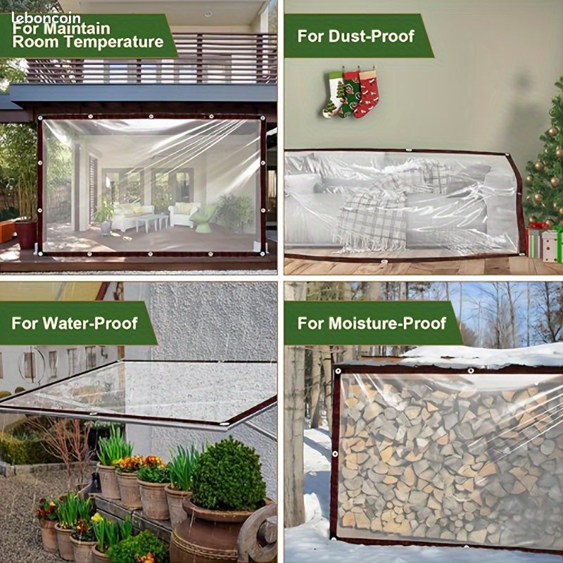 Bache Etanche De Protection 2X2M, Bache Plastique Transparente, Bache