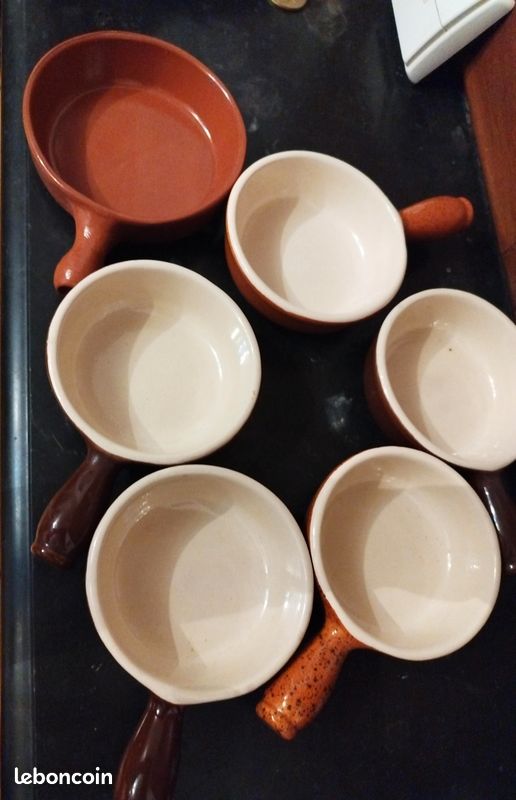 Lot De 4 Ramequins Emile Henry - Orange - Porcelaine - Modèle Cassolettes (58-61) - Occasion