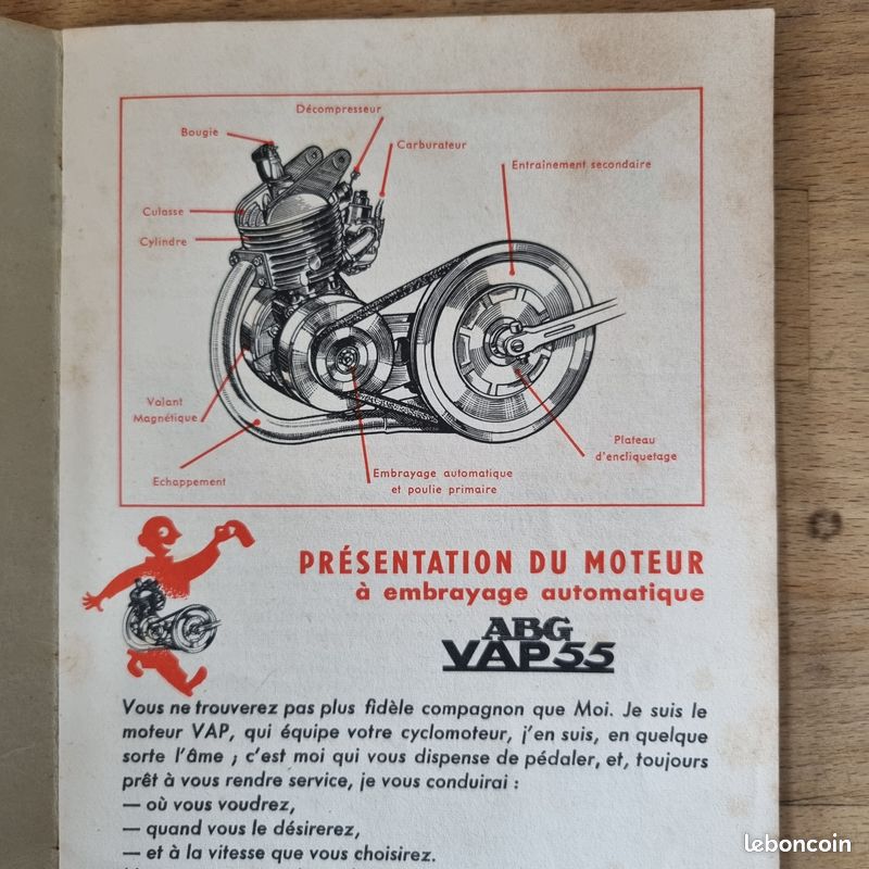 Notice d'entretien d'époque origine CONCESSIONNAIRE VAP ABG type 55 de juin  1955