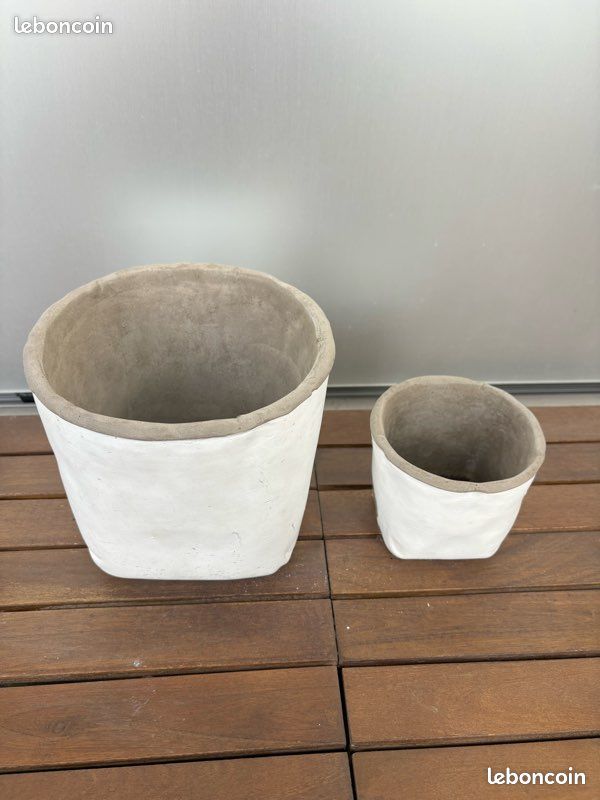 2 pots en terre blanc (image 1)